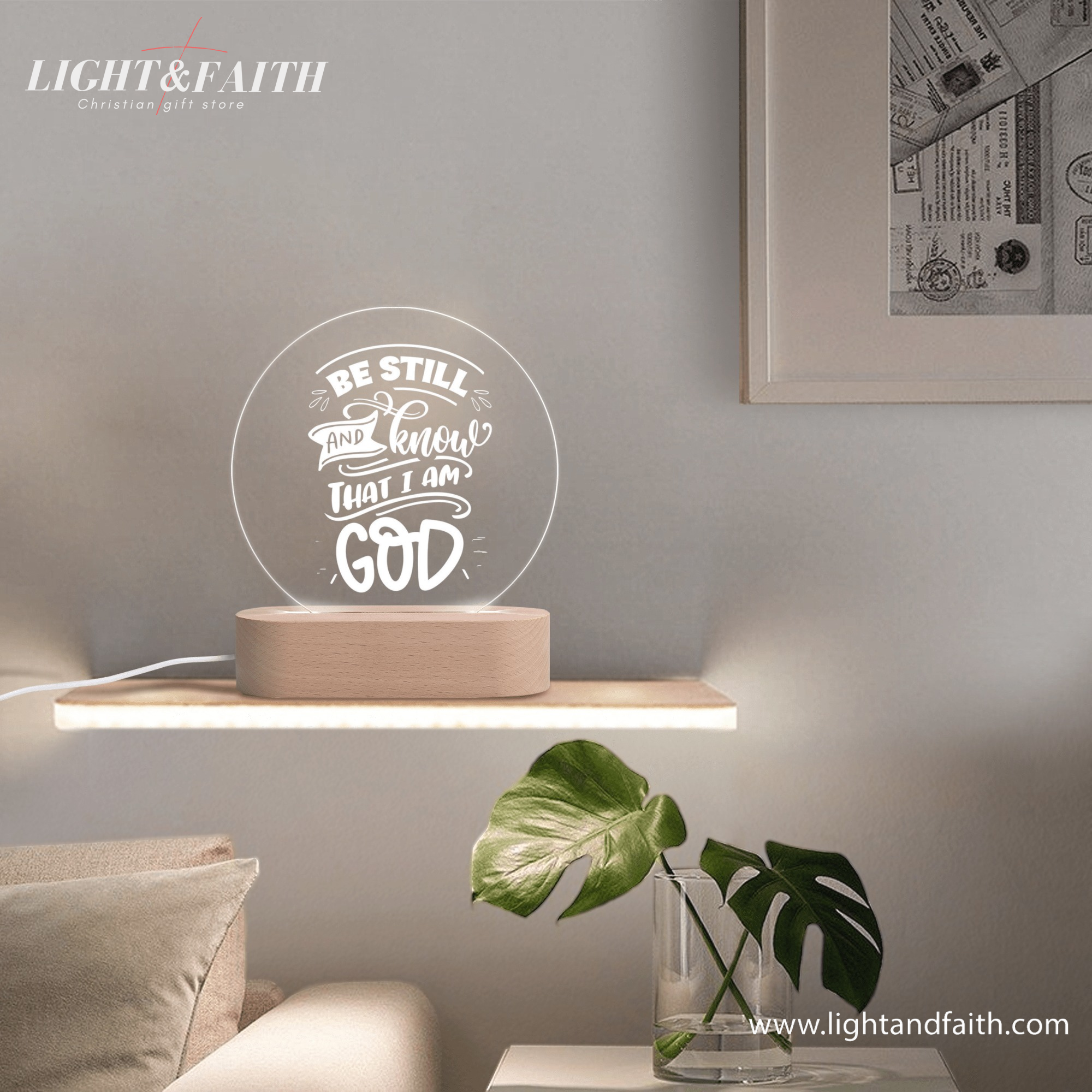 Be Still And Knows That I Am GOD LED Light, Christian Bible Verse Lamp, Christian Home Decor, Faith Based Decor, Religious LED Light.NLLAF30